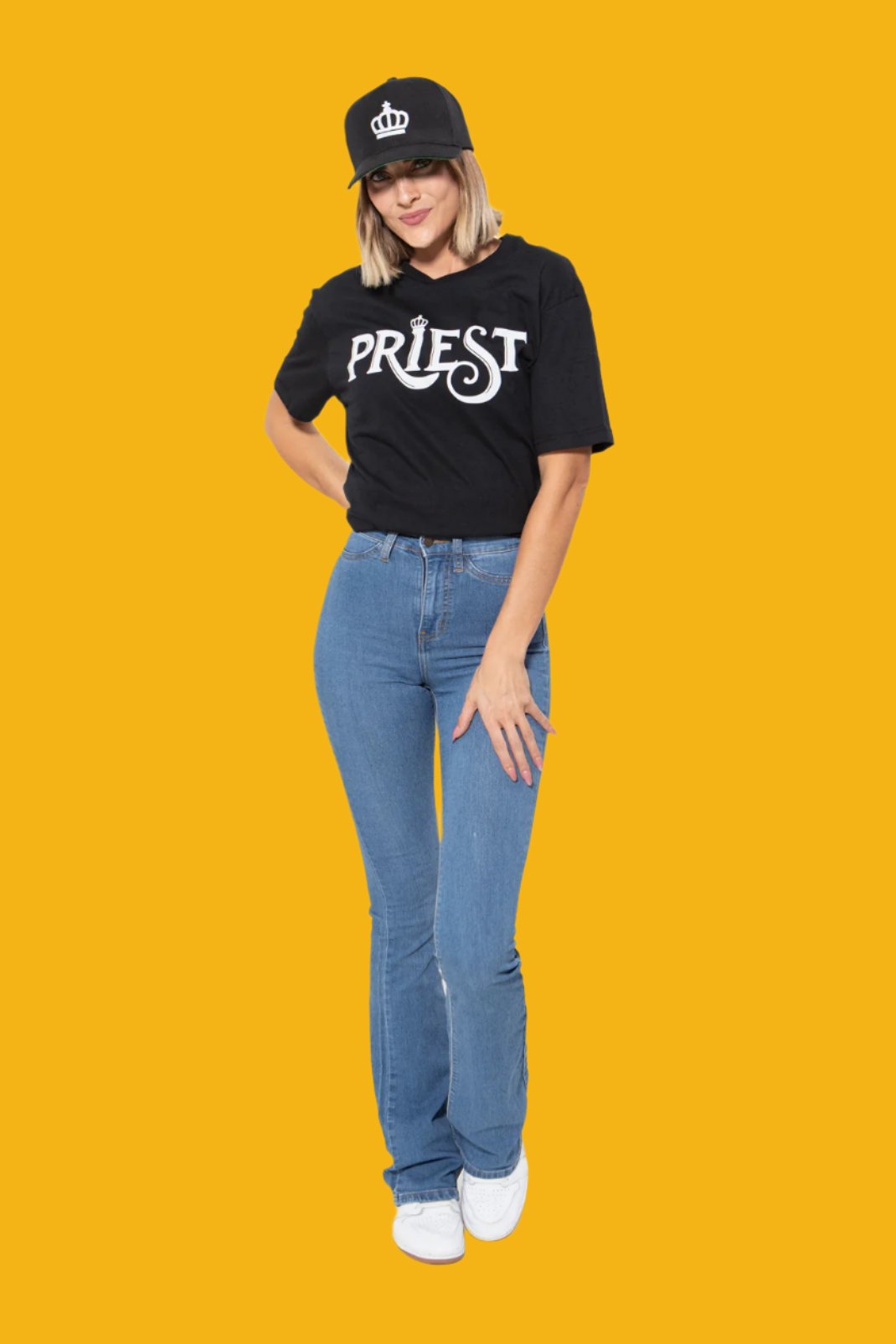 Priest Tee Female - Black + Wall Art