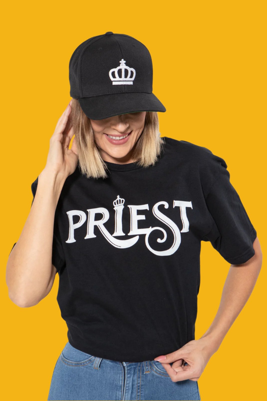 Priest Tee Female - Black + Wall Art